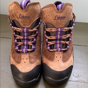 Coleman Zanies Size 8 Leather Upper Hiking Boot Ankle Tan & Black Gorpcore